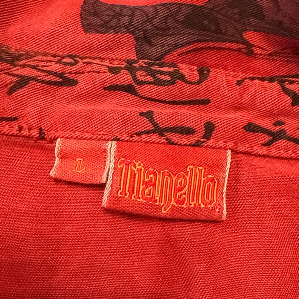 Vintage Women's Large Red Asian Inspired Button Down Shirt - Picture 4 of 11